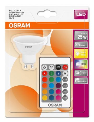 5w Osram LED Star Colour Changing / Dimmable GU10 Spot Lights (Red Green Blue White) Comes with Remote Control