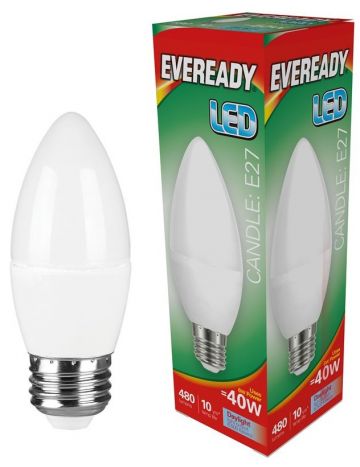 Eveready 6w (=40w) LED Candle Bulb – Edison Screw (Daylight White / 6500k)