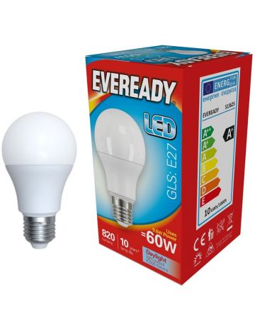 Eveready 9.6w (=60w) LED Opal GLS Bulb – Edison Screw (Daylight White / 6500k)