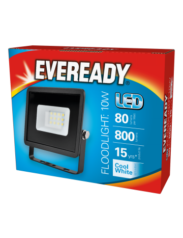 Eveready Black 10w LED Floodlight - Cool White / 4000k